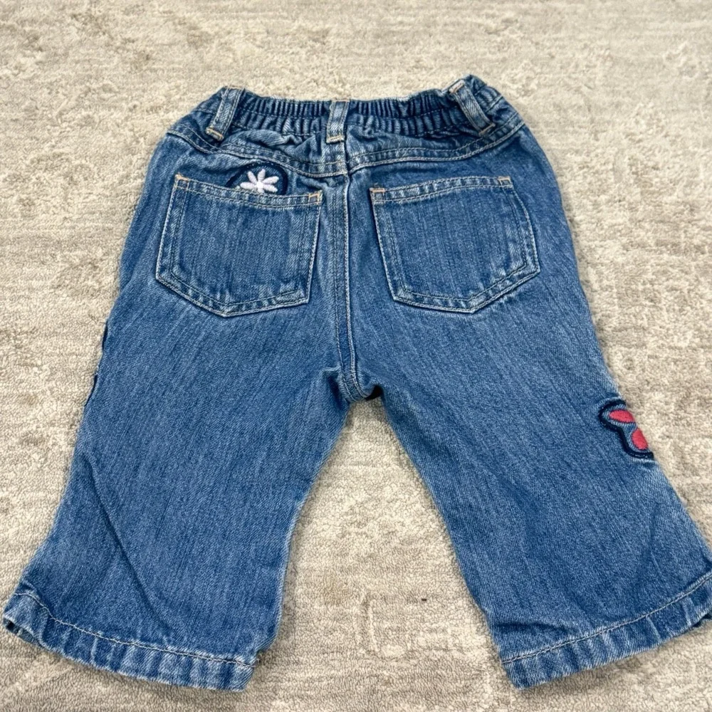 Baby Gap Jeans Girls 6-12 Months Embroidered Floral Patches Denim '02 Y2K VTG